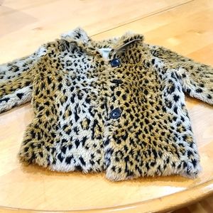 Leopard Faux fur Little Girls Jacket Size 5/6 by Jumping Beans